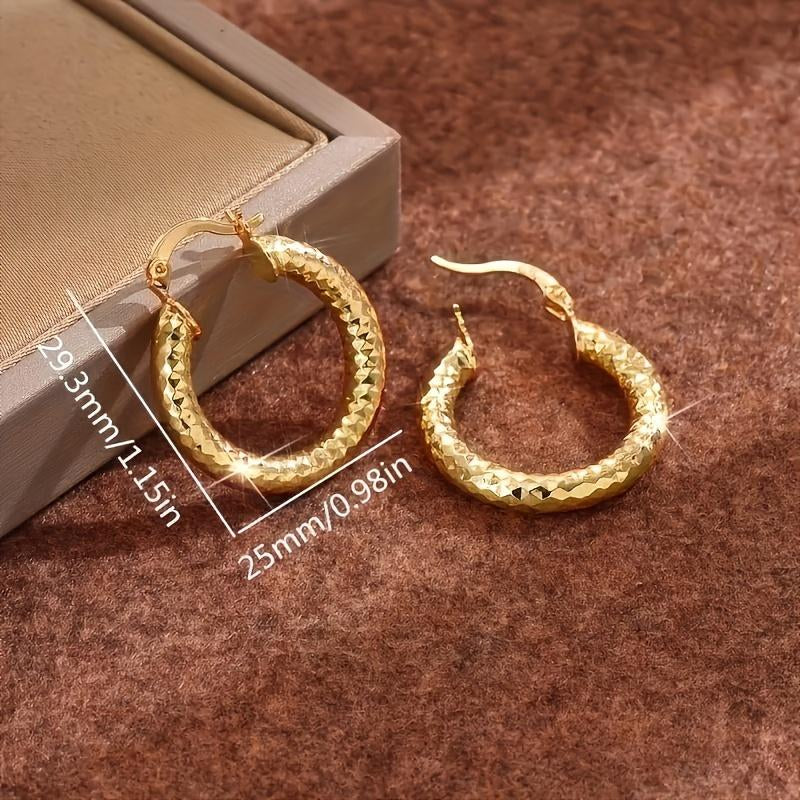 2 Pairs of Fashionable round Hoop Earrings, 14K Gold-Plated Copper Twists Earrings, Men'S Jewelry, Wedding Party Birthday Gift Earrings