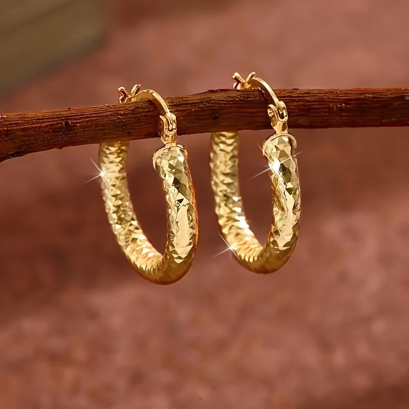 2 Pairs of Fashionable round Hoop Earrings, 14K Gold-Plated Copper Twists Earrings, Men'S Jewelry, Wedding Party Birthday Gift Earrings