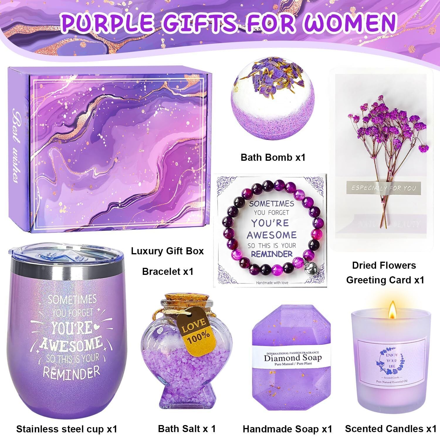 Gifts for Women Mom Wife Girlfriend Sister Her, Happy Birthday Gifts Basket F...